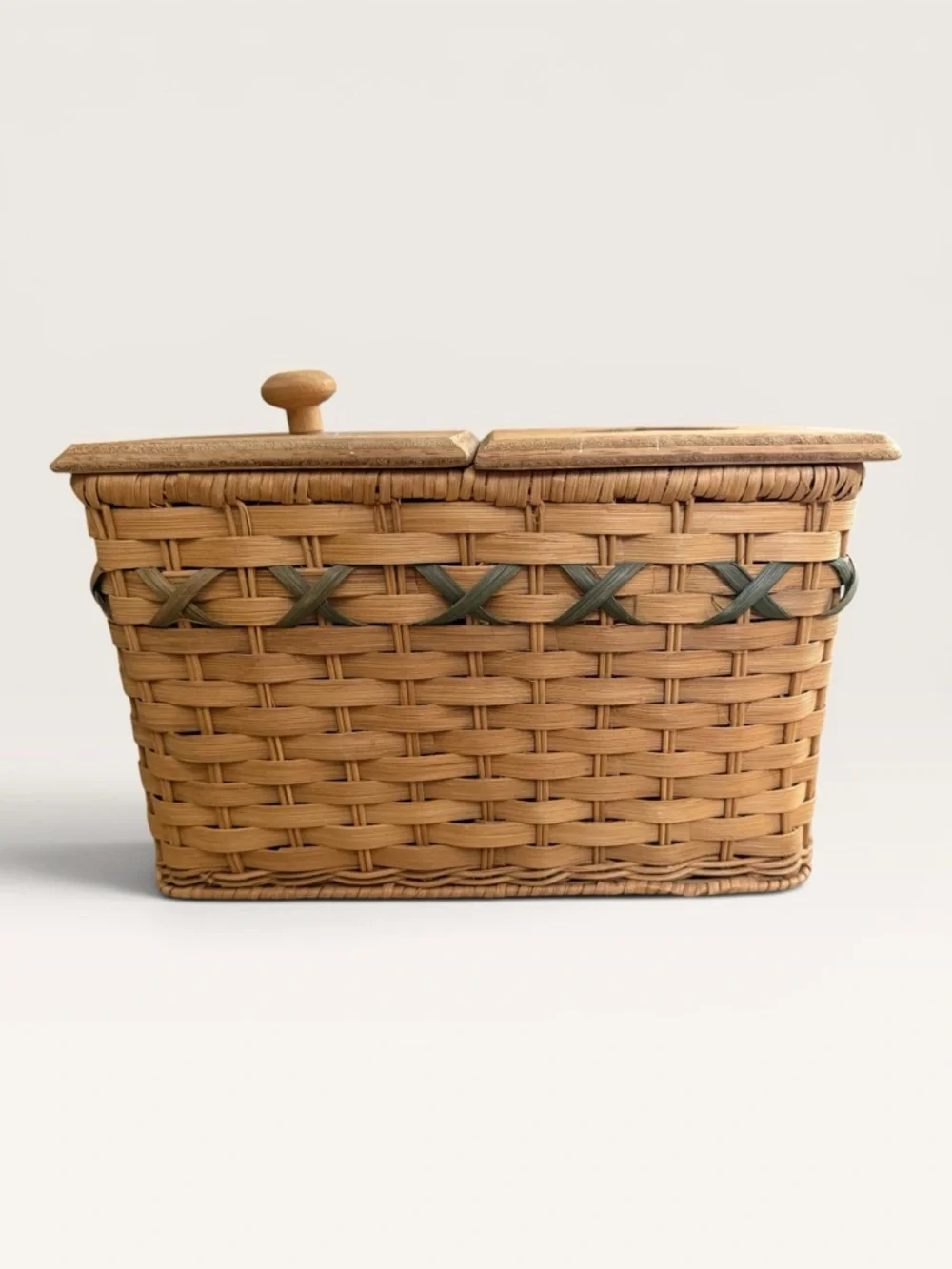 Vintage Tender Heart Treasures Handwoven Tissue Box/Organizer Basket Combo 1995